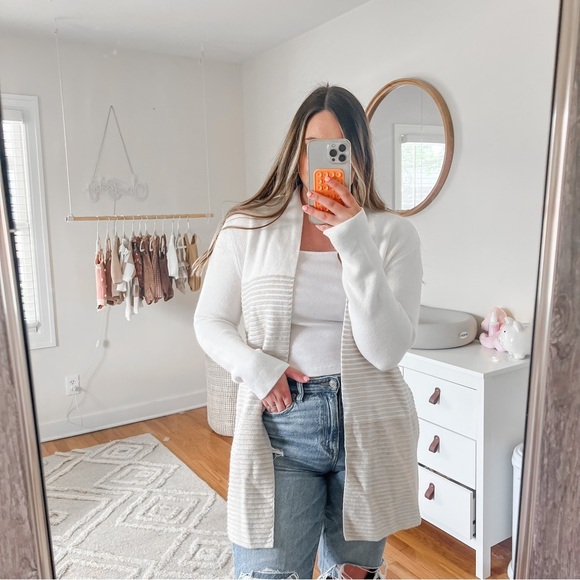 Elle Sweaters - Elle striped knit cardigan